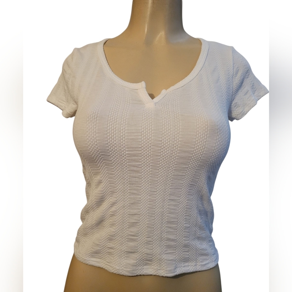 Antistar White Textured Women's Crop Top Small  Summer Spring